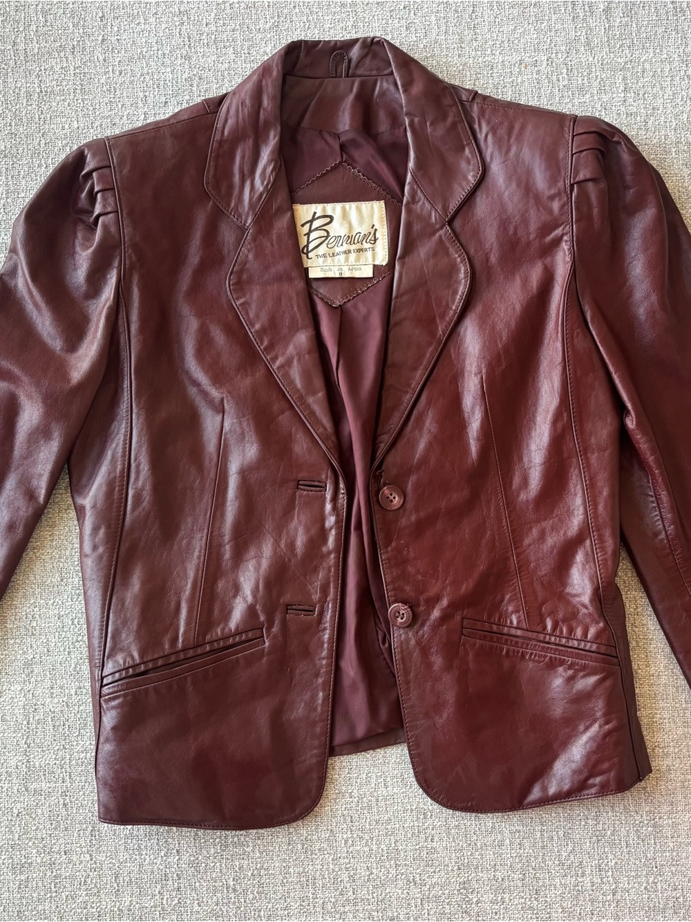 Vintage Berman’s Oxblood Leather Jacket Size 8